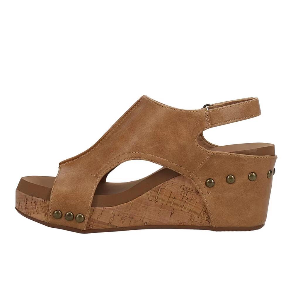NEW CORKYS FOOTWEAR women's carley wedge sandal in cognac - Picture 4 of 6